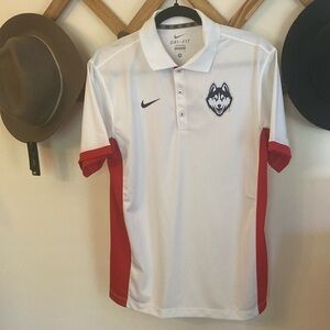 Nike UCONN White and Red Polo